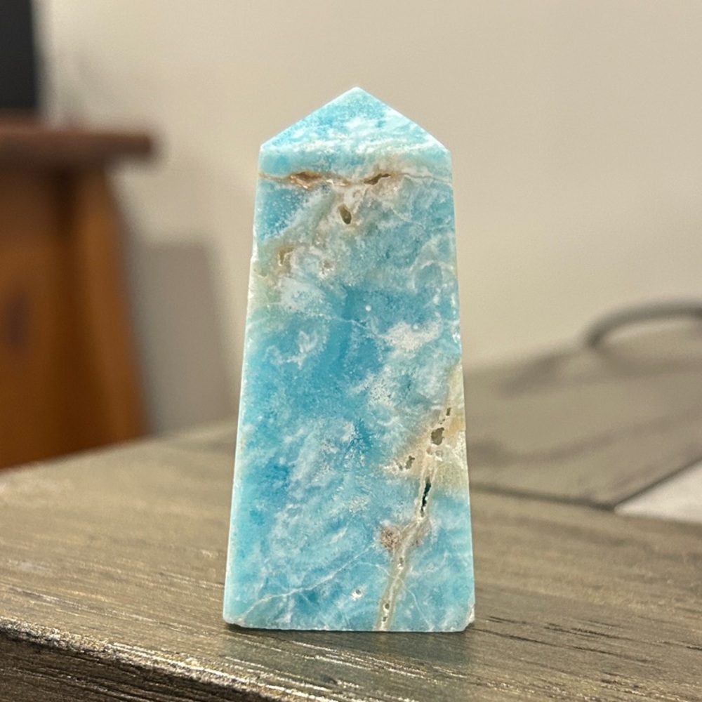 Blue Aragonite, Caribbean Calcite Obelisk - Home Accents